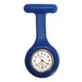 Blue silicone nurse fob watch quartz pocket brooch watch with clear dial and medical cross symbol. - Dark Blue