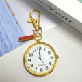 Studenten zakhorloge met sleutelhanger gouden metalen kast witte wijzerplaat geluk - Kreeftensluiting Goud