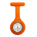 Vibrant orange silicone nurse fob watch with secure brooch pin for medical staff. - No.7 Orange
