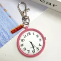 Roze quartz zakhorloge voor studenten met handige sleutelhanger en mooie gelukshanger. - Karabijnhaak Roze