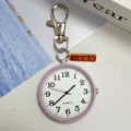 Studenten examen zakhorloge sleutelhanger draagbare kwarts horloge schattige ronde wijzerplaat - Karabijnhaak Lichtpaars