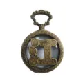 Vintage Bronze Chinese Surname Hollow Pocket Watch Necklace Pendant Retro Quartz Watch Gift - Jiang