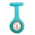 Turquoise silicone nurse fob watch with quartz movement, white dial and pin brooch. - No. 15 Lake Blue