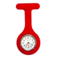 Red silicone nurse watch with brooch pin, quartz pocket watch fob for medical staff and students. - No.5 Red