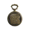 Vintage bronze hollow pocket watch necklace with traditional lucky characters design gift. - Lightning