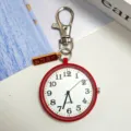Studenten zakhorloge sleutelhanger, schattige rode ronde wijzerplaat met hanger. - Kreeftensluiting Rood