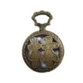 Vintage bronze hollow pocket watch necklace featuring traditional Chinese blessing patterns. - Lin