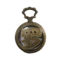 Vintage bronze quartz pocket watch necklace, unique hollow surname design, nice gift item. - Law
