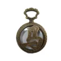 Vintage bronze hollow pocket watch necklace with traditional Chinese zodiac carved pendant gift. - Horse