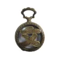 Vintage bronze hollow pocket watch necklace, retro surname pendant quartz watch gift. - Literary Style