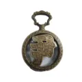 Vintage bronze hollow surname pocket watch necklace for men and women retro quartz gift pendant - Surname Yin