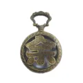 Vintage bronze pocket watch necklace, hollow hundred family surnames design, retro quartz pendant gift. - Surname Yu