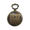 Vintage bronze hollow pocket watch necklace with surname and blessing characters, retro quartz. - Zou
