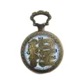 Vintage bronze quartz pocket watch with hollow carved design and Chinese blessing character dial. - Surname Cheng