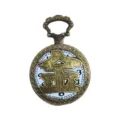 Vintage bronze quartz pocket watch with hollow Chinese character design and clear dial scale. - Gold