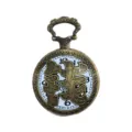 Vintage bronze pocket watch with hollow Chinese surname carving, classic quartz gift. - Money Character Bead