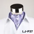 Heren paarse paisley ascot stropdas accessoire voor formele zakelijke pak overhemd kraag. - LJ-DM37