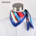 Classic striped square silk scarf for women, elegant 60cm neckerchief stewardess scarf. - XHYH21P Style