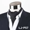 Zwarte gestreepte heren ascot stropdas met pak jasje variant stijl voor zakelijke kleding. - LJ-DM57