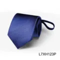 Classic navy blue pre-tied zipper tie for men business formal wear sleek texture design - L7XH123P (Zip-up)