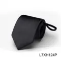 Classic black men's zipper tie business formal wear lazy necktie ready-made knot accessory - L7XH124P (Zip-up)
