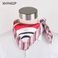 Women red white black striped square scarf air hostess silk satin scarf 60cm neckerchief - XHYH02P Style