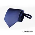 Men's navy blue zipper tie, classic twill fabric pre-tied design for business formal wear. - L7XH125P (Zip-up)