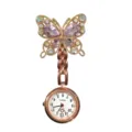 Rose gold rhinestone butterfly nurse watch crystal pocket watch for medical work style. - Pink Butterfly (Rose Gold Case)