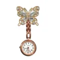 Rose gold rhinestone crystal butterfly nurse watch pocket watch for daily medical staff. - White Butterfly (Rose Gold Case)