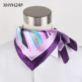 Fashion printed silk square scarf for women, elegant multi-color striped neckerchief accessory. - XHYH24P Style