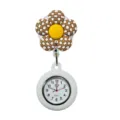 Cute floral nurse pocket watch with retractable badge reel and clear dial for daily use. - Y003