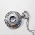 Vintage silver zodiac quartz pocket watch with chain variant for unique retro fashion style. - Zodiac Silver