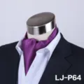 Men's Purple Patterned Silk Cravat Ascot Tie for Suit Wedding Business Party Wear - LJ-DM64