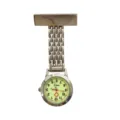 Orologio da infermiera in lega con spilla, orologio da tasca al quarzo luminoso e portatile. - Cassa sottile colore acciaio bianco con quadrante luminoso