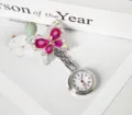 Rhinestone butterfly nurse watch pink crystal pocket watch medical fob watch silver variant - Rose Red Butterfly (Stainless Steel Case)