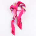 Elegant women's 60cm printed square scarf, stylish pink silk feel scarf for daily wear. - XHYH20P Style