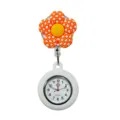 Cute orange checkered flower nurse watch with retractable reel silicone fob pocket watch. - Y005