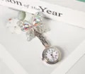 Crystal Butterfly Nurse Fob Watch Colorful Rhinestone Quartz Pocket Watch Medical Doctor Gift - Colorful Butterfly (White Steel Case)
