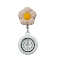 Cute Pink Checkered Flower Silicone Nurse Watch Retractable Badge Reel Fob - Y006