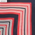 Women's 60cm square silk scarf featuring classic red white and blue geometric stripe design. - XHYH15P Style