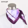 Women's purple printed silk square scarf 60cm elegant fashion neckerchief for daily wear. - XHYH18P Style