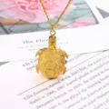 Charming gold turtle pendant watch necklace vintage pocket watch gift for students - Gold Hanging Chain