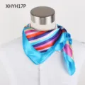 Women polyester silk square scarf 60cm colorful stripe air hostess neckerchief accessory - XHYH17P Style