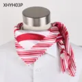 Red and white striped silk scarf for women, elegant 60cm square scarf for daily wear. - XHYH03P Style