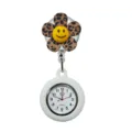 Silicone nurse fob watch with retractable badge reel, leopard flower and smiley face. - Y012