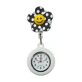 Cute Smiley Flower Nurse Watch Silicone Retractable Pocket Fob Watch with Easy Pull Badge Clip - Y016