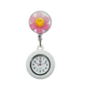 Cute smiley flower nurse watch with silicone retractable easy-pull clip and quartz dial. - Y018