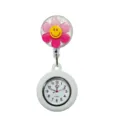 Cute smiley flower nurse watch with silicone retractable badge reel, quartz pocket watch. - Y019