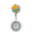 Cute silicone nurse pocket watch with colorful smiley flower retractable clip quartz - Y022