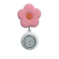 Grazioso orologio da infermiera rosa in silicone con fiore e quadrante al quarzo. - Rosa